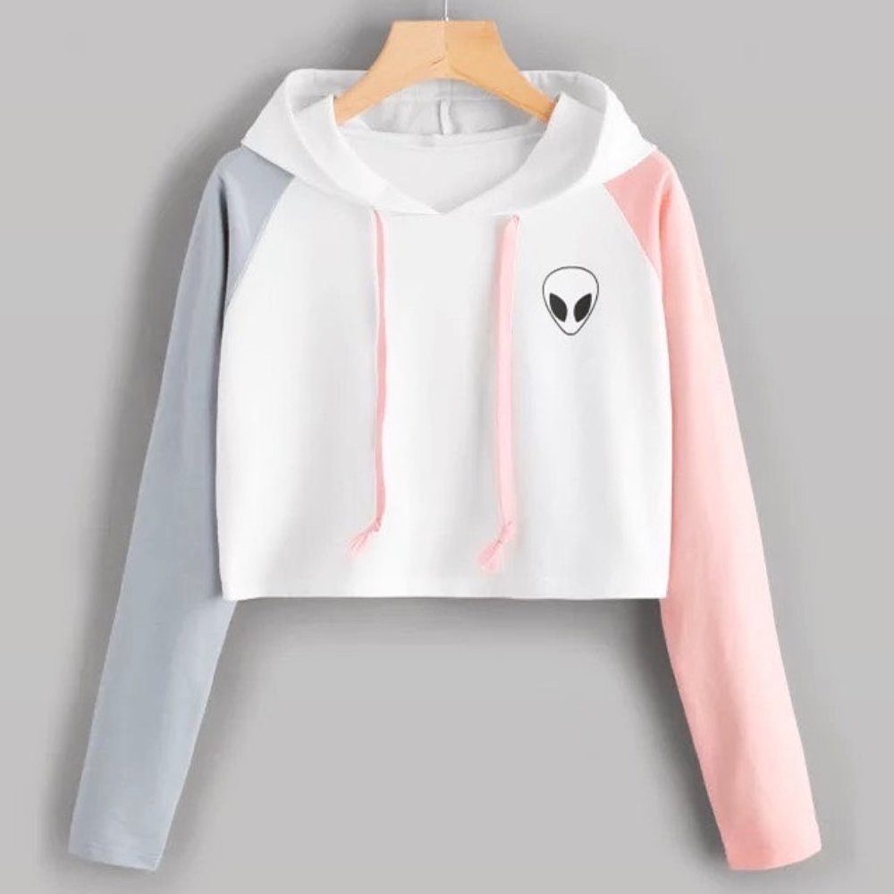 Colorful Summer CropTop Alien Hoodie